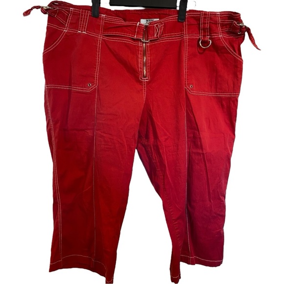 MXM Retro Red&White Carpenter Style Capris Size 24 - Picture 1 of 12